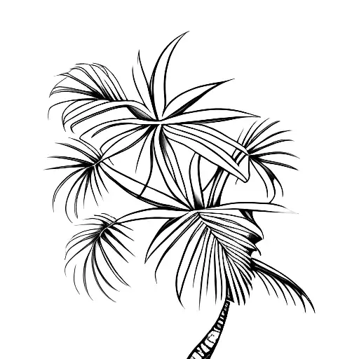 A Minimalist Tattoo Of A Palm Tree With A Cross Incorporated Into The Trunk