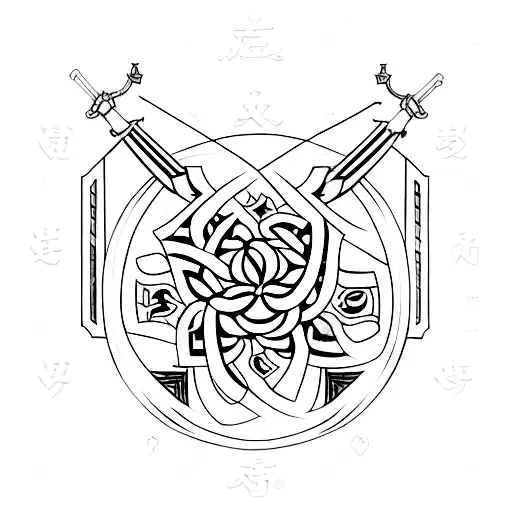 Combine The Symbols Of Stoicism And Martial Arts In A Minimalist Design