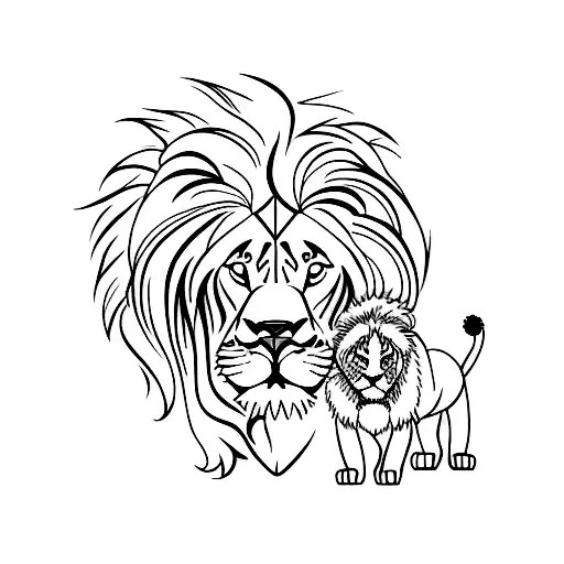 Lion Mother With Cub