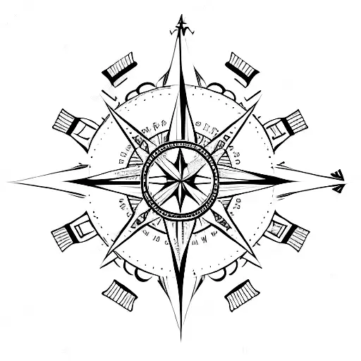 Compass With Snowflake In The Middle