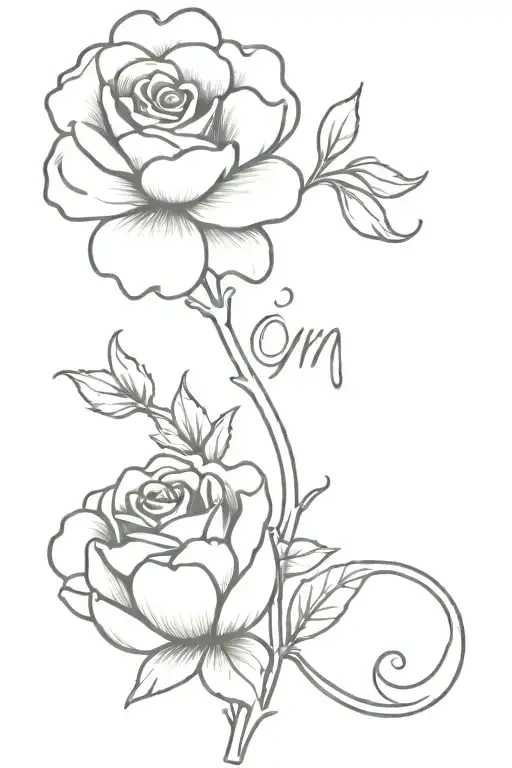 Marigold And Rose With Om Sign On Stem Wrapped