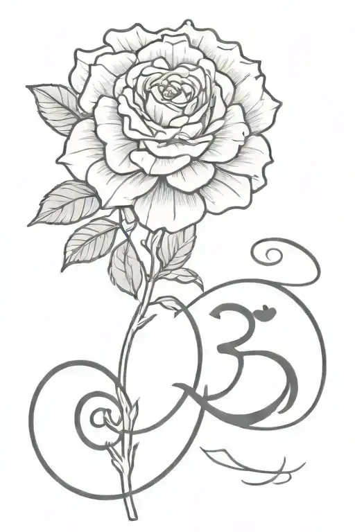 Marigold And Rose With Om Sign On Stem