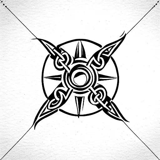 Ancient Viking Rune With A Small Compass At The Upper End