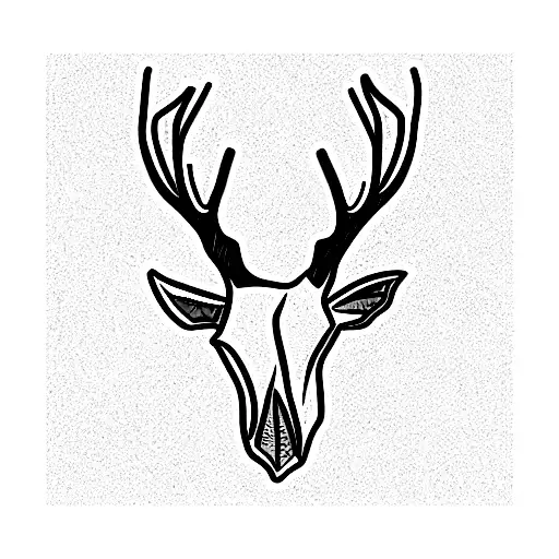 Stag Skull With Flowers And A Piercing Through The Nose