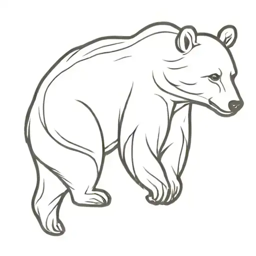 Playing Half Body Black Bear Silhouette Color