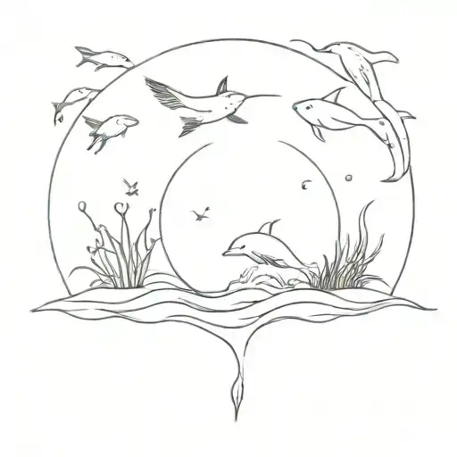 Ocean Animal Nature Fine Line Simple Small