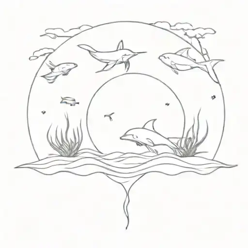 Ocean Animal Nature Fine Line Simple Small