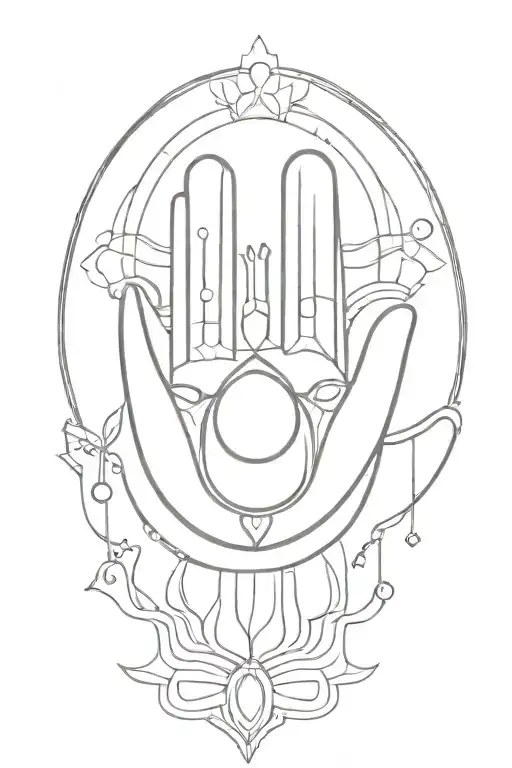 Moon And Hamsa Hand