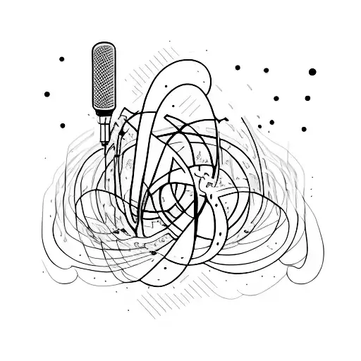 A Portrait Of A Rapper With Lyrics Flowing Around Them