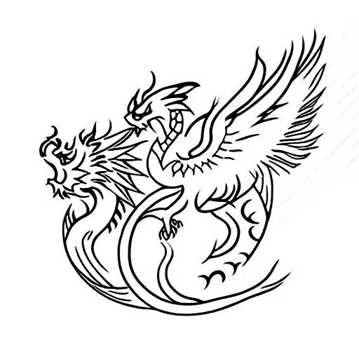 Pheonix And Chinese Dragon