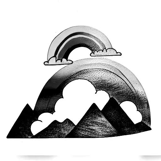 Rainbow Between Mountains