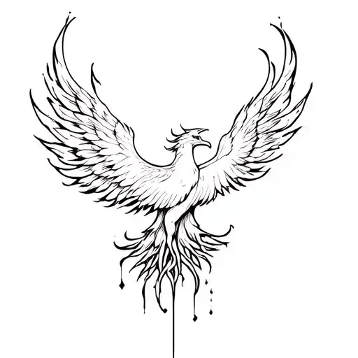 Fine Line Phoenix Rising From Ashes