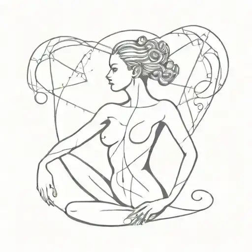 One Lined Woman's Body With A Symbol Of Chaos Instead Of Her Head