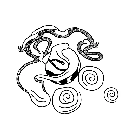 A Coffee Bean With Tiny Wings And A Snake Wrapped Around It