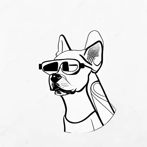A Minimalist Tattoo Of A Dog Wearing Futuristic Techno Glasses