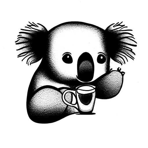 Koala Drinking Coffee