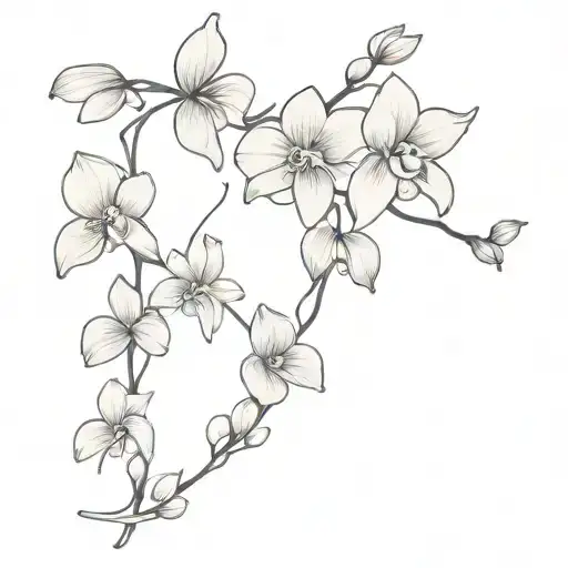 Simple Hand Tattoo With Lilac Flower And Orchid Vine Wrapping