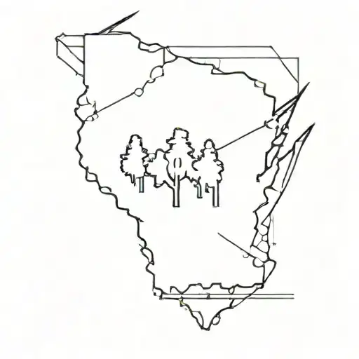 Wisconsin Outline With Compass In The Center