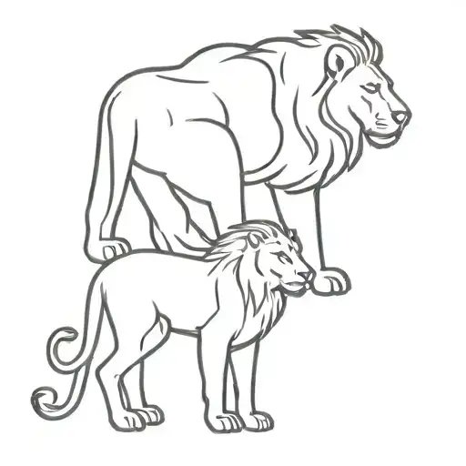Lion And Girl Looking
