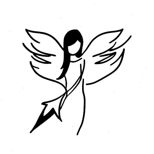 Angel With Red Ribbon Covering Eyes