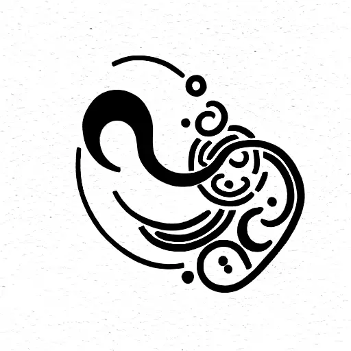 Snake Wrapped Around A Crescent Moon With A Libra Zodiac Constellation Sign Above It