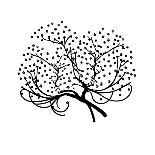 Two Chairs Undet A Cherry Tree