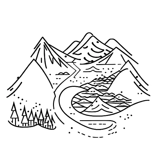 A Minimalist Tattoo Of A Waterfall In A Forest