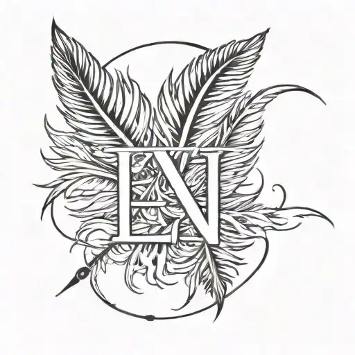 Ec Initials With Pheasant Feather