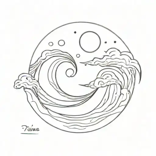 Moon And Sea Wave