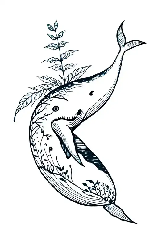 Whale And Plant Growing