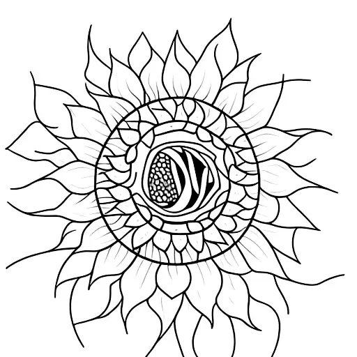 Sunflower Made Of Lines