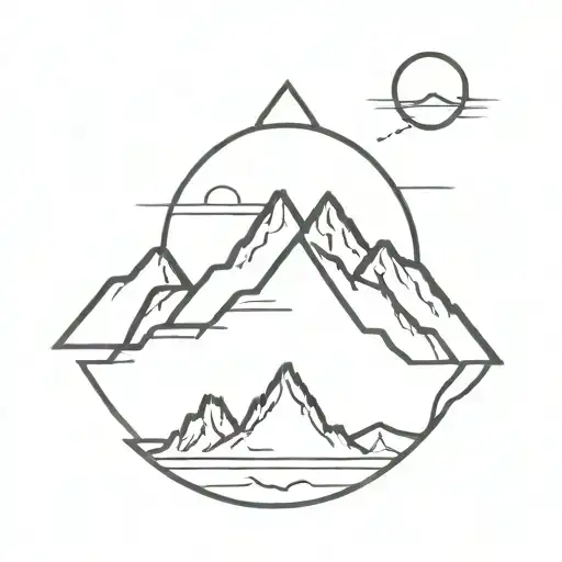 A Minimalist Mountain Range Silhouette With A Hidden Police Badge Incorporated Into The Design