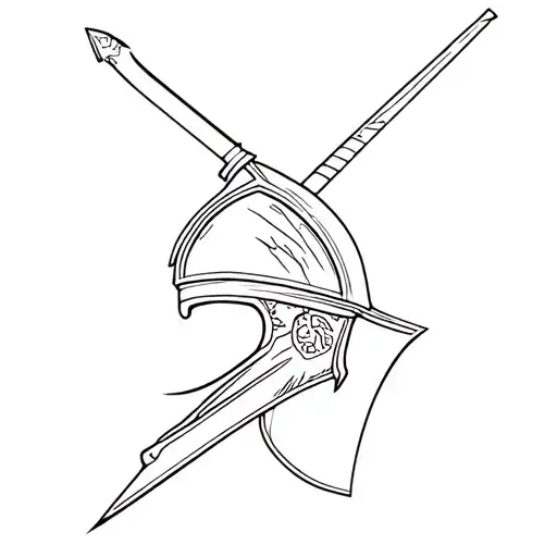 Rome Warrior Helmet On A Sword