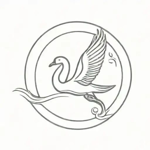 Flying Swan Inside Circle
