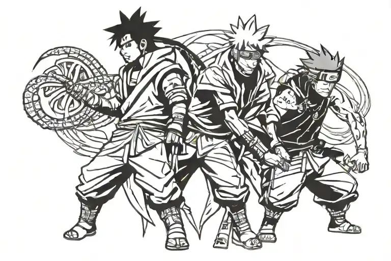Naruto And Sasuke Standing With No Arms
