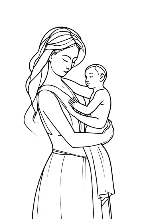 Black Lightskin Goddess Mother Holding Her Son In Her Arms