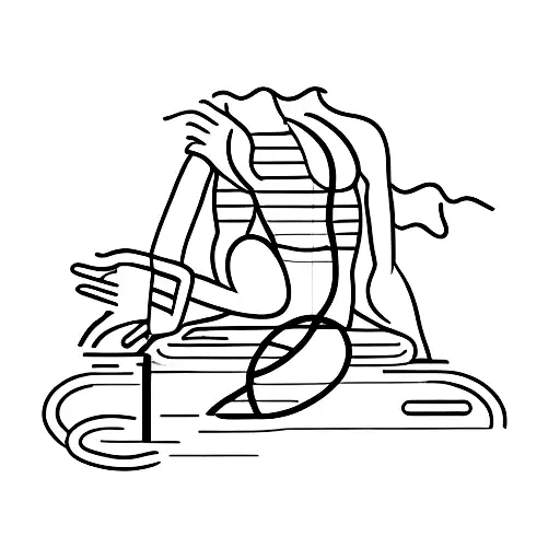 A Silhouette Of A Person Sitting On A Doc On The Water