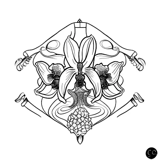 Orchid Thin Line Work Front Hip