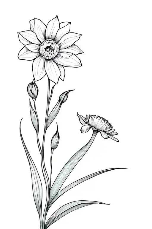 Narcissus And Chrysanthemum