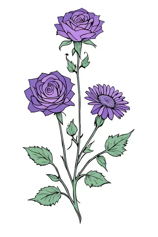 Mandala Design Incorporating Elements 1 Rose 2 Violets 1 Marigold And 2 Asters