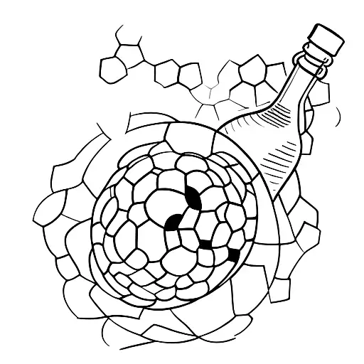 A Minimalist Tattoo Of A Whiskey Bottle With A Soccer Ball As The Cork