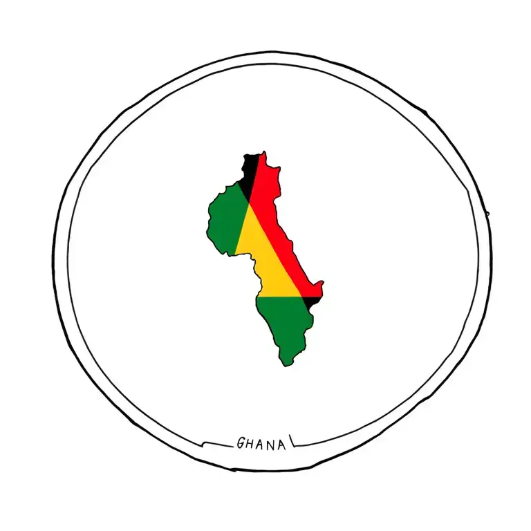 Ghana Flag In The Shape Of The Country