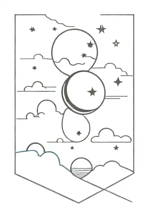 Day And Night Sky With Moon