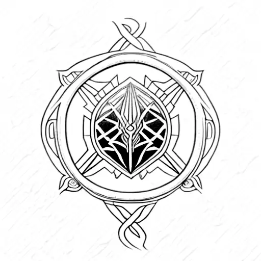 An Intricate Design Featuring A Fusion Of Elden Ring And The Witcher 3 Symbols