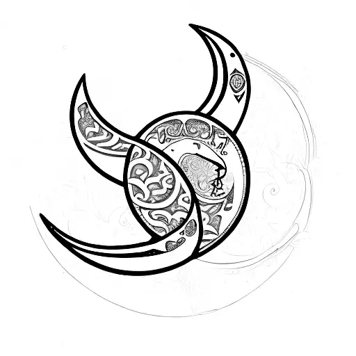 A Crescent Moon With Intricate Knight Armor Patterns