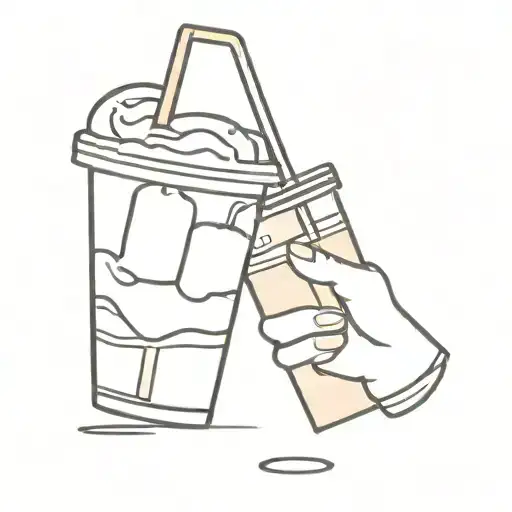 Two Cartoons Iced Coffees Holding Hands With And Black