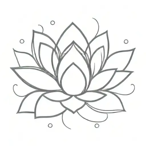 Simple Lotus Flower With Mandala Patterns Around It