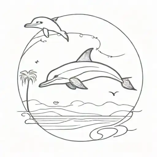Beach With Dolphin