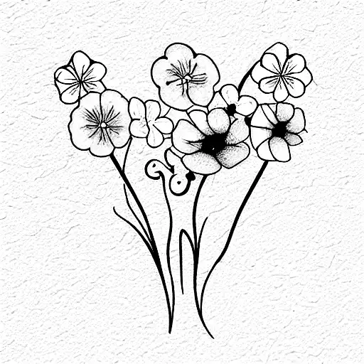 April Birth Flower Water Color Effect