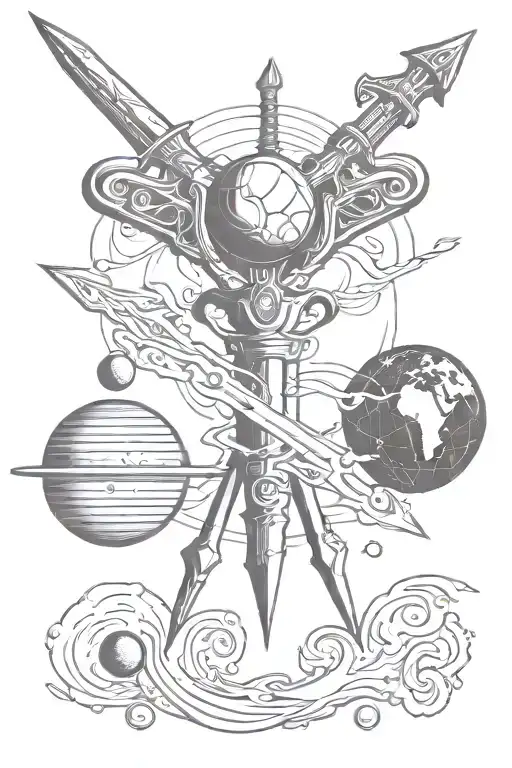 Sword And Planets Orbiting